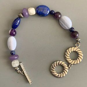 CAROLYN POLLACK American West Sterling Shades of Purple Gemstone Bracelet L RARE